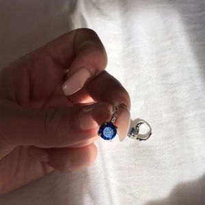 Blue sapphire silver earrings